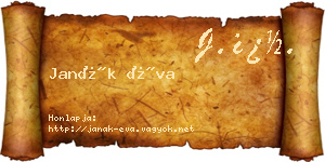 Janák Éva névjegykártya